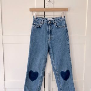 & Other Stories heart patch jeans
